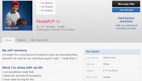Paul Ryan OkCupid profile