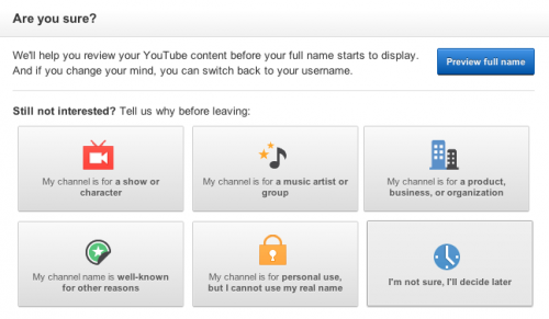 youtube using real name