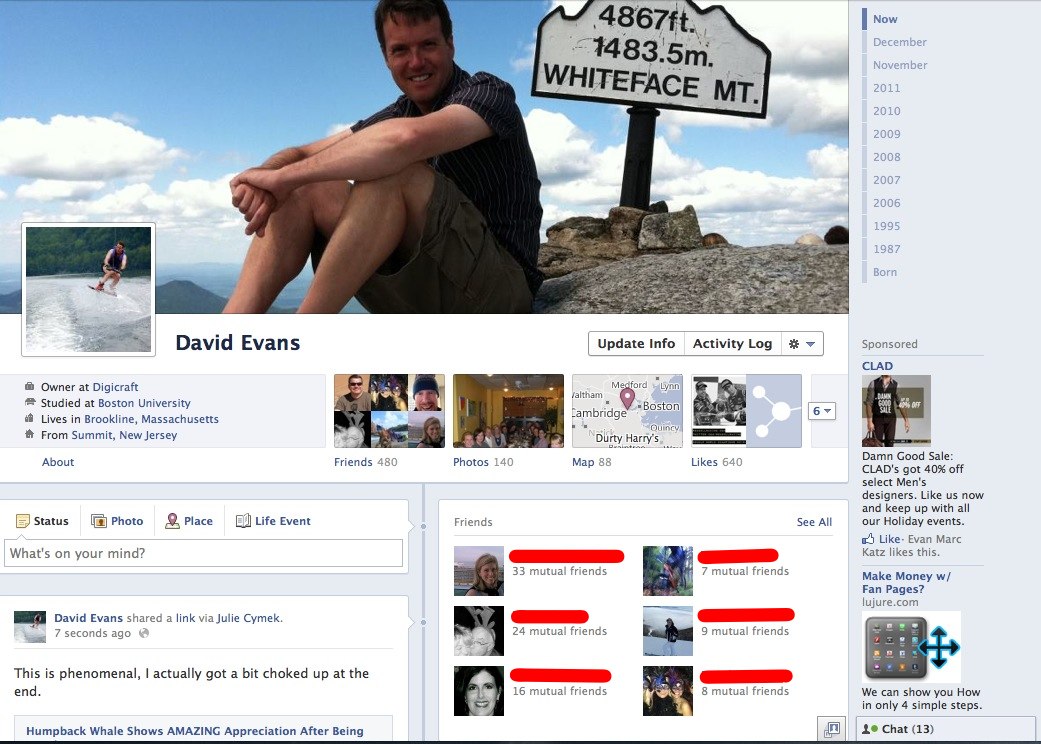 facebook profile timeline layout